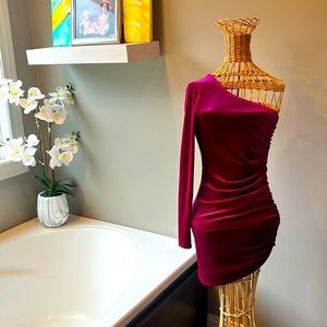 NBD Velvet Magenta Dress